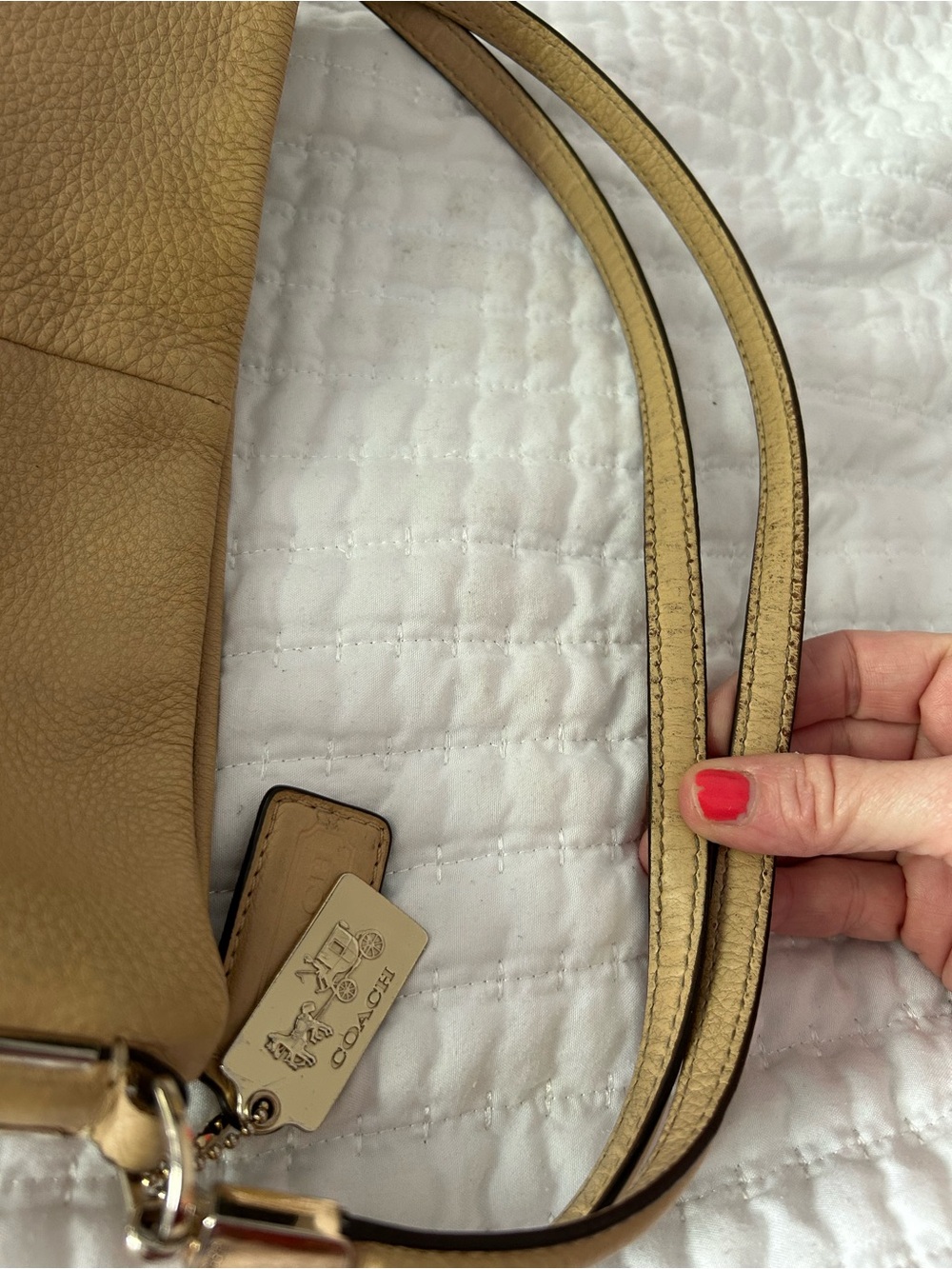 Coach Madison Pebbled Leather Hobo Bag in Tan - Picture 8 of 9